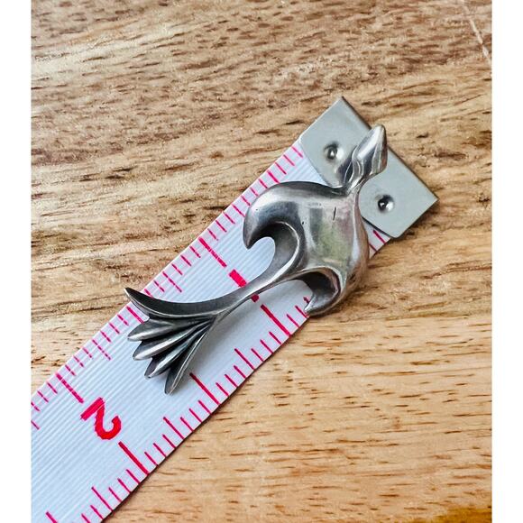 Vintage Modernist Sterling Silver Bird Pendant 6g Signed 1.6” Mid Century - Picture 8 of 9